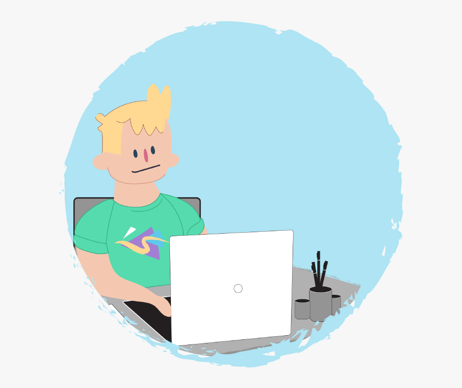Boy Working On Laptop, Transparent Clipart