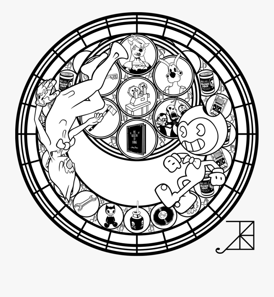 Bendy And The Ink Machine Lineart - Disney Stained Glass Coloring Pages, Transparent Clipart