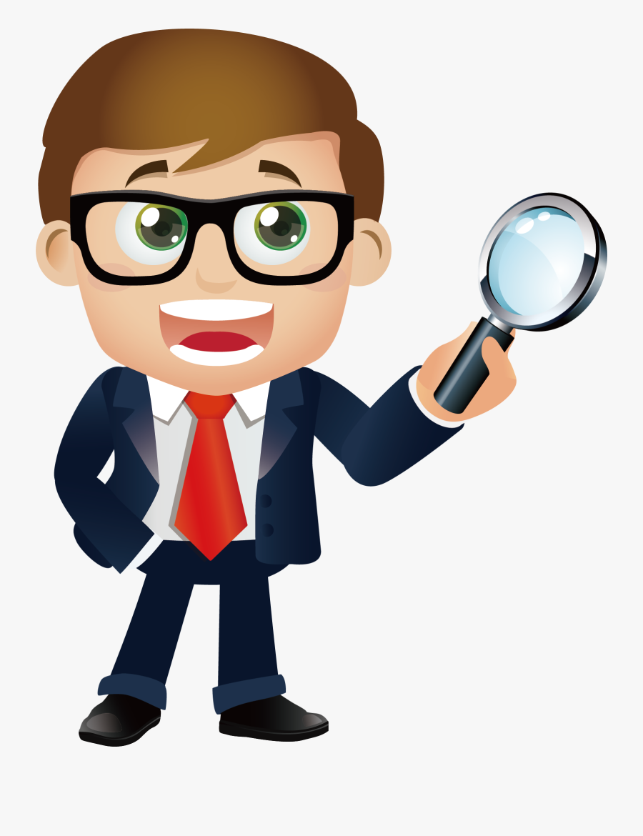 Clip Art Man With Magnifying Glass - Man With Magnifying Glass Cartoon, Transparent Clipart