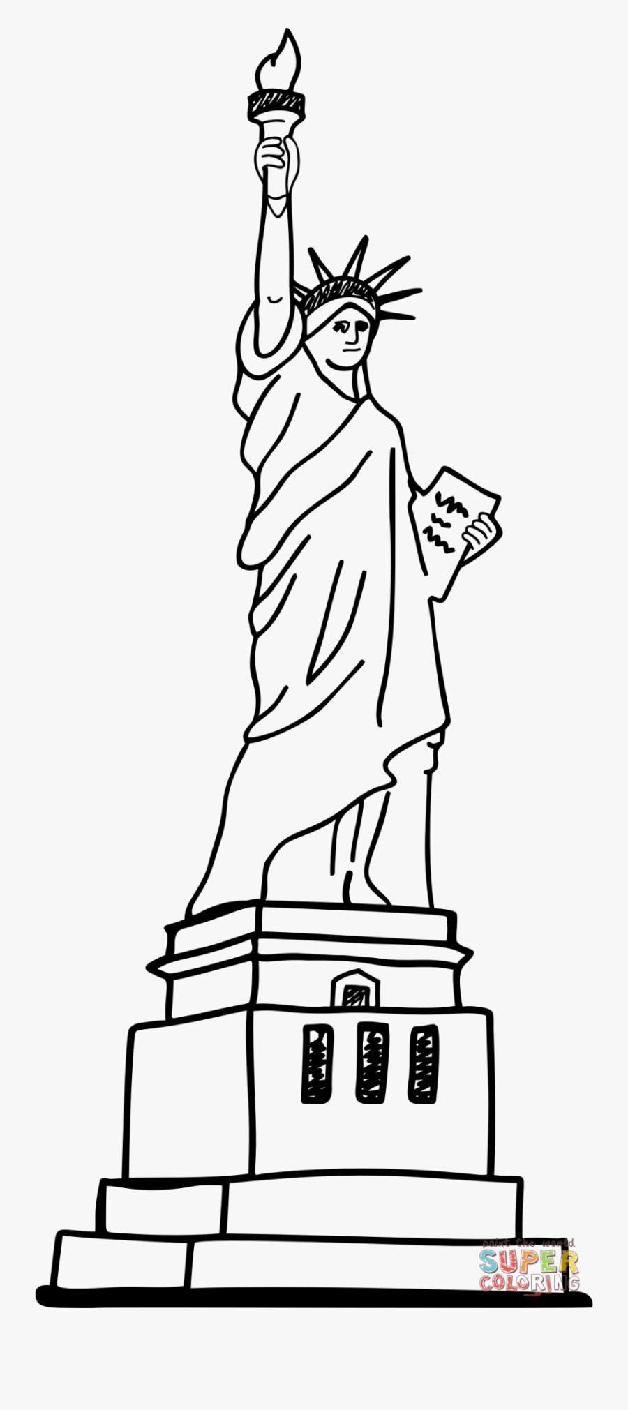 Statue Of Liberty Coloring Page Bell Free Printable - Imagenes De La Estatua De La Libertad Para Dibujar, Transparent Clipart