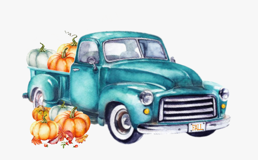 Red Vintage Truck Watercolor, Transparent Clipart