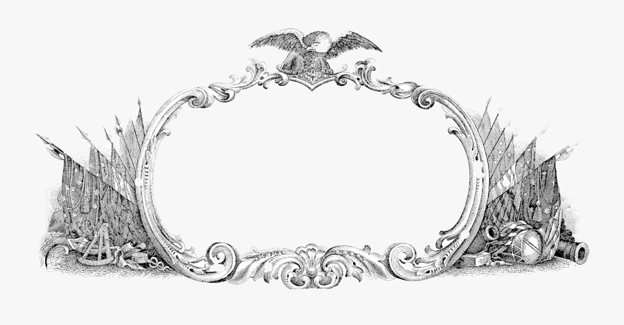 Vintage Patriotic Frame, Transparent Clipart