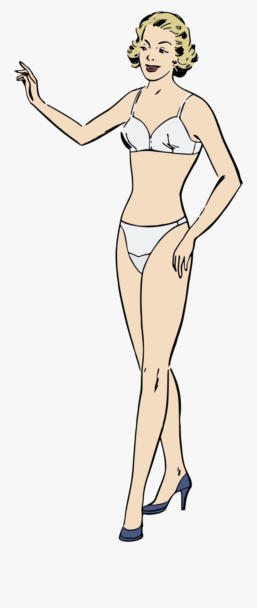 Free Clipart Of A Retro Blond Female Model In Undergarments - Women Wearing Underwear Clipart, Transparent Clipart