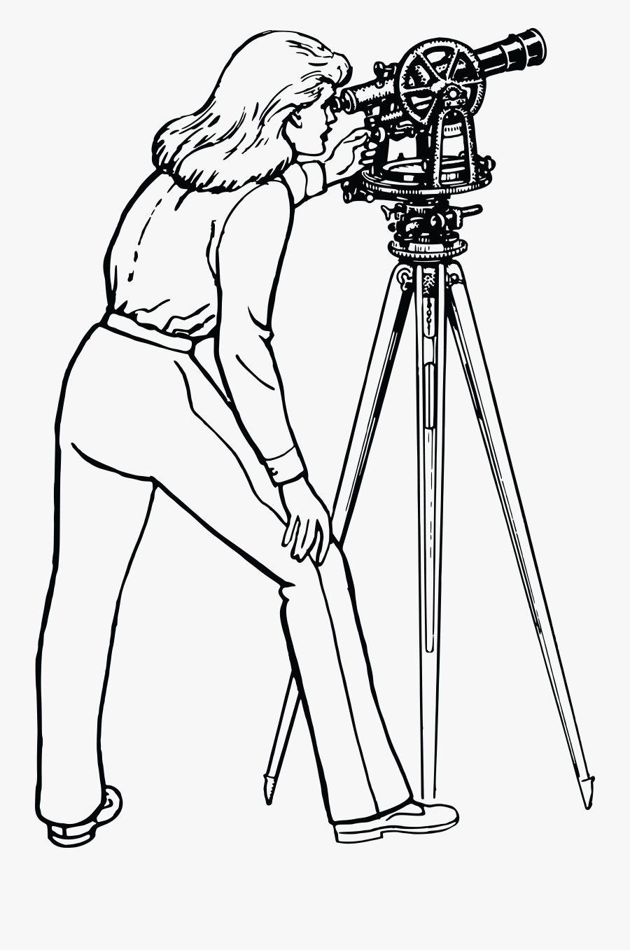 Free Clipart Of A Retro Black And White Woman Using - Clip Art, Transparent Clipart