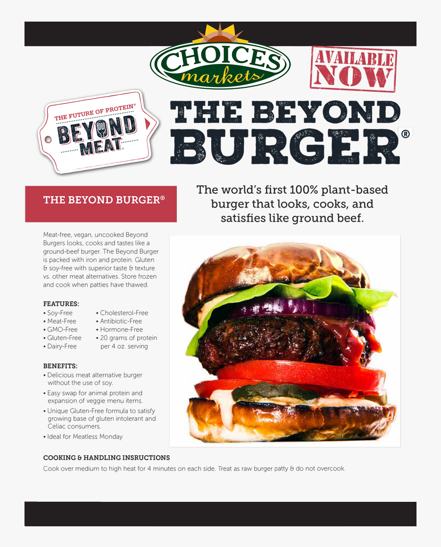 Beyond Meat Sausages Are Now Available Choices Markets - Beyond Meat Burger Gluten Free, Transparent Clipart