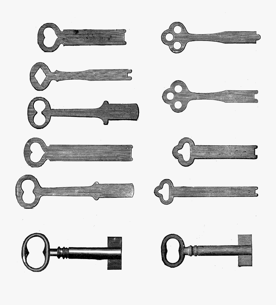 Vintage Key Clip Art - Metalworking Hand Tool, Transparent Clipart