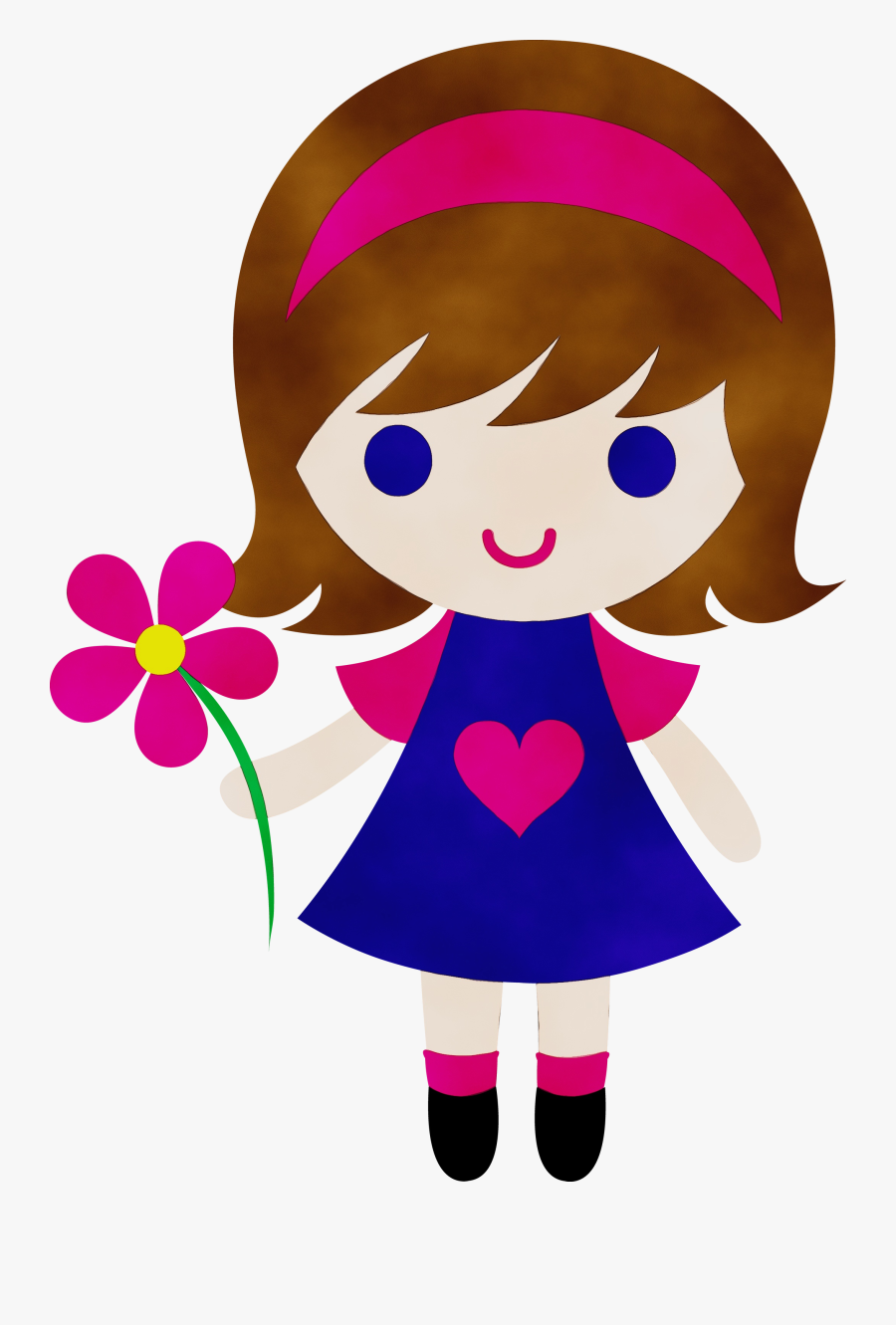 Clip Art Cartoon Girl Drawing Image - Girl Clip Art, Transparent Clipart