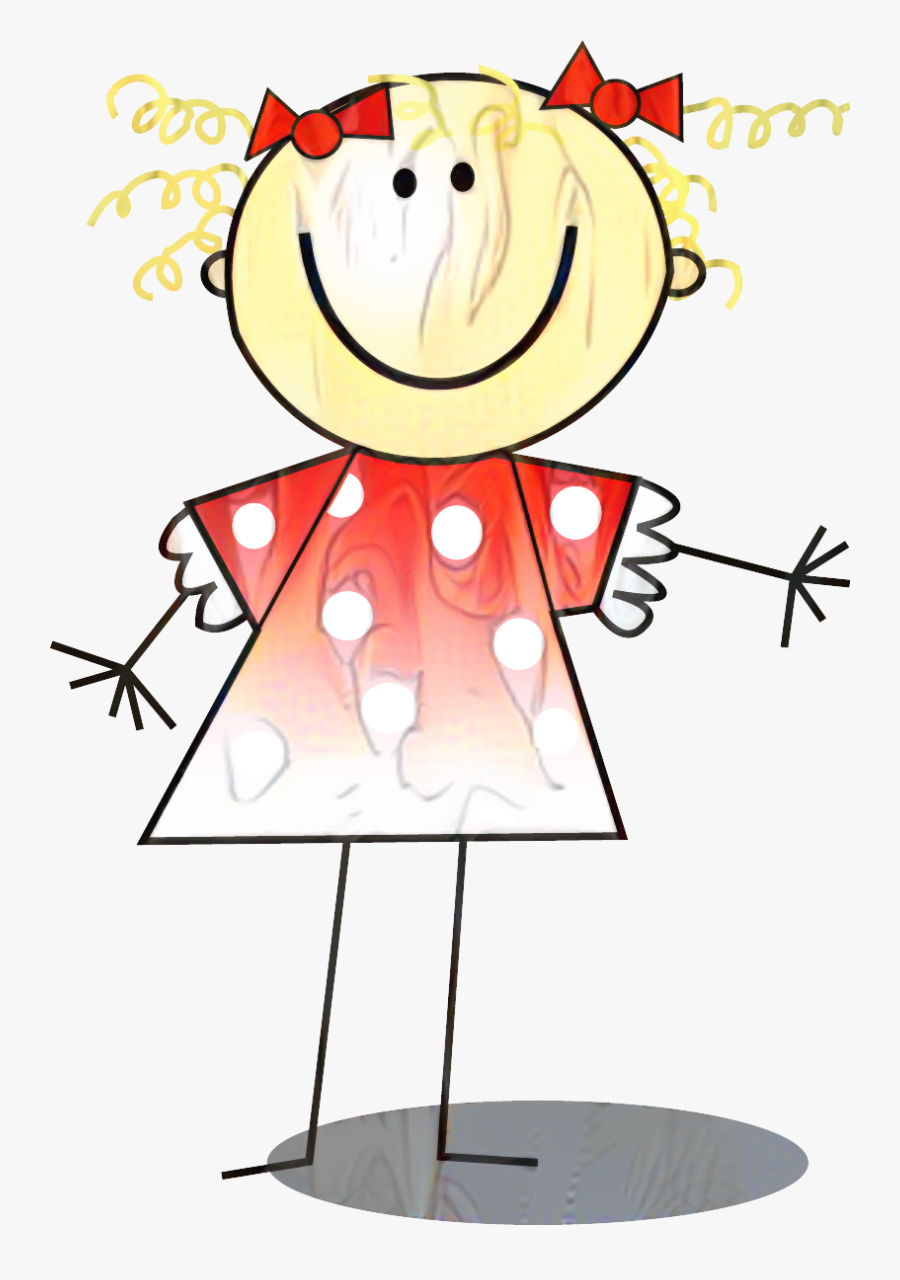 Clip Art Girl Drawing Cartoon Smile - Stick Figure Kids Clip Art, Transparent Clipart