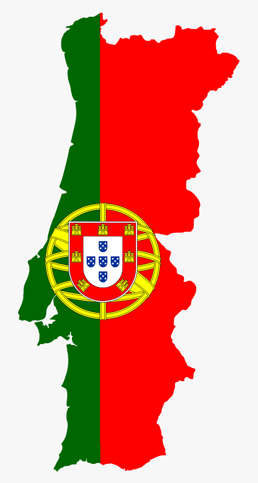 Portugal Map With Flag, Transparent Clipart