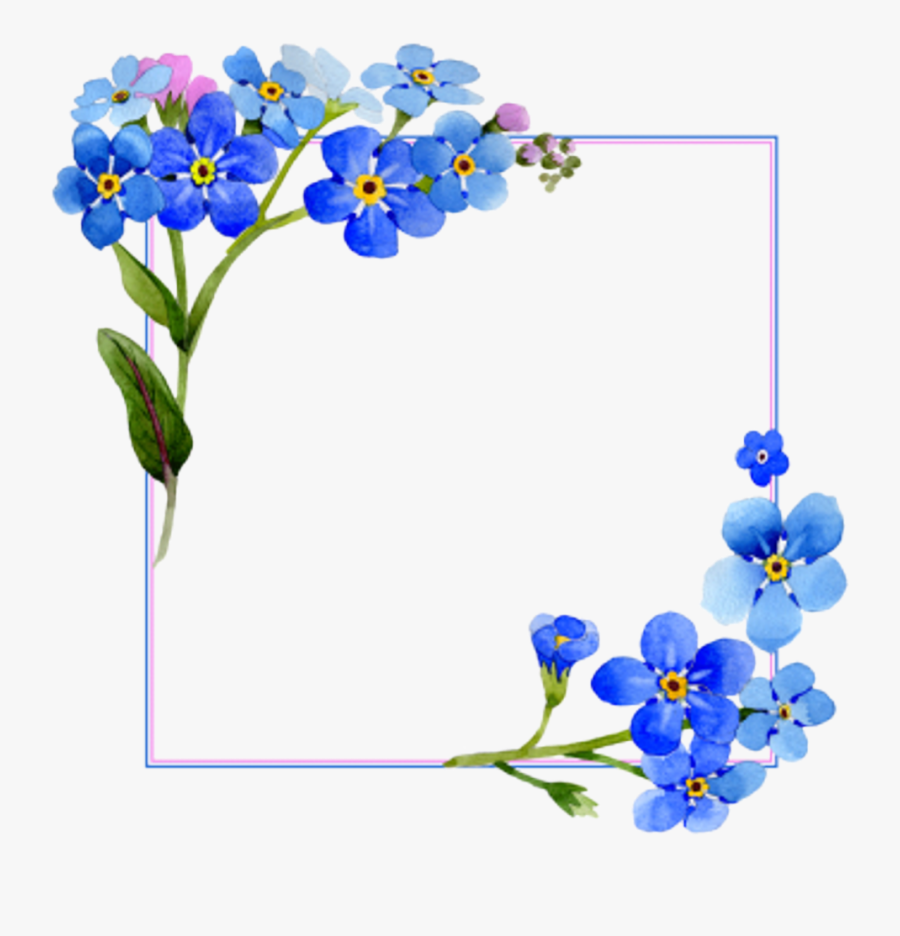 Flower Watercolor Blue Frame Pictureframe Acuarela - Watercolor Blue Flower Background, Transparent Clipart