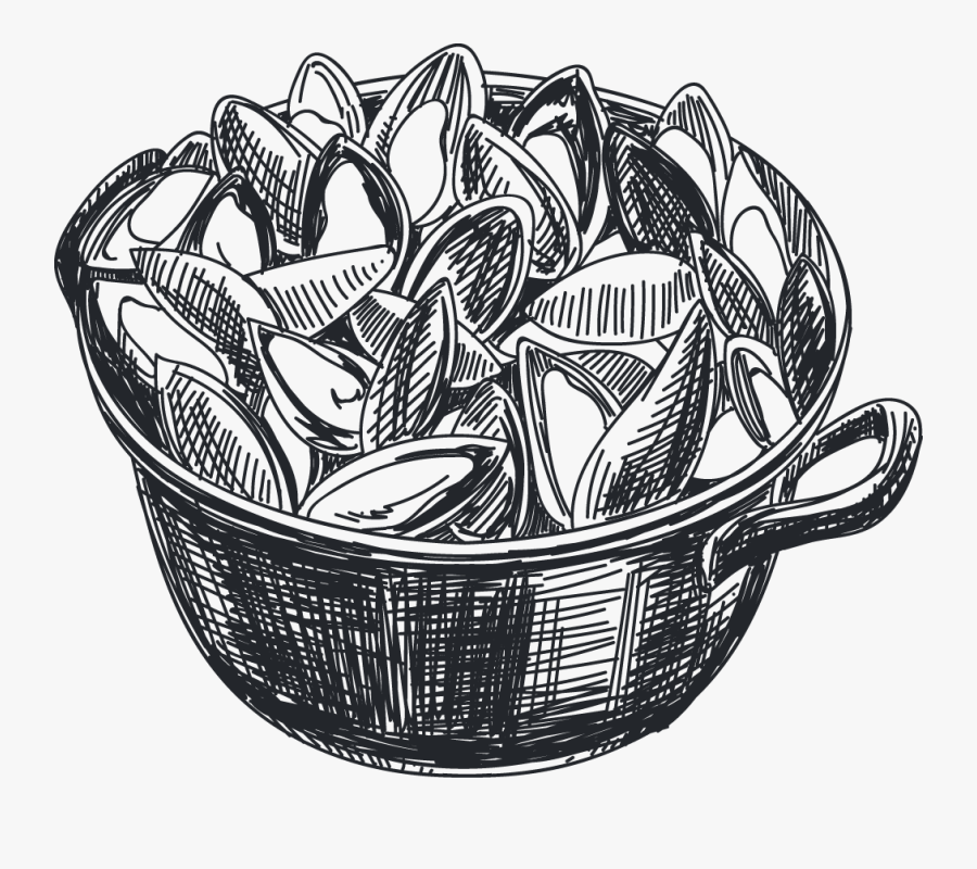 Mussel Italian Cuisine Drawing Seafood Icon - Pot Of Mussels Drawing, Transparent Clipart