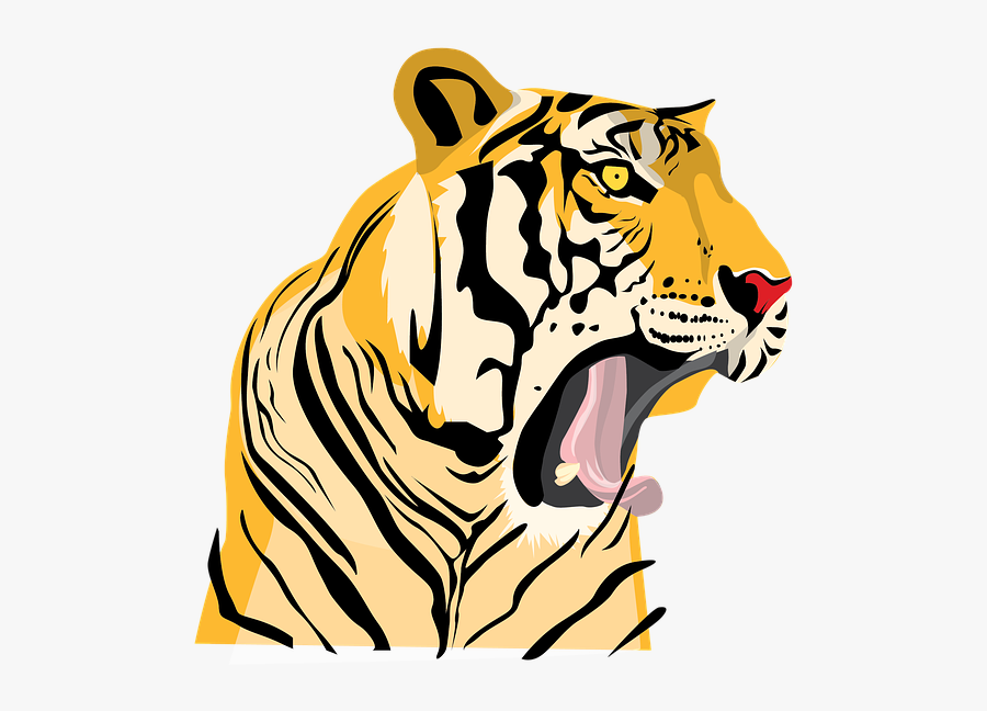 Roaring Tiger Png - Tiger Roar Art Draw, Transparent Clipart