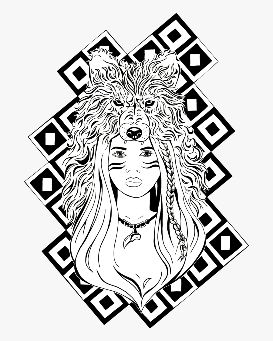 #wolf #werewolf #girl #bohemian #animal #freetoedit - Drawing, Transparent Clipart