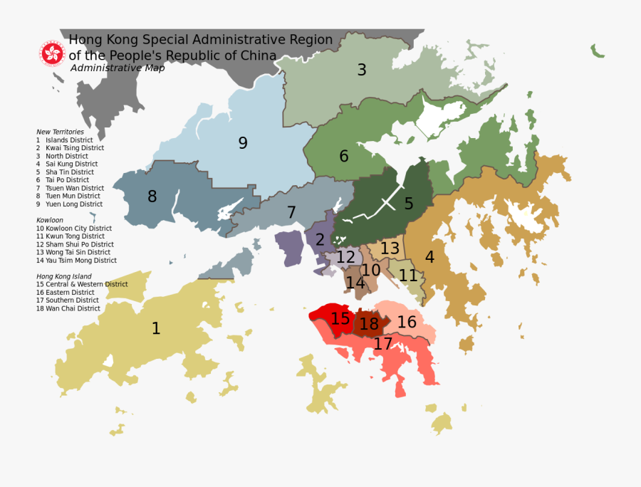 Clip Art Districts Of Wikipedia - Hong Kong Urban Area, Transparent Clipart