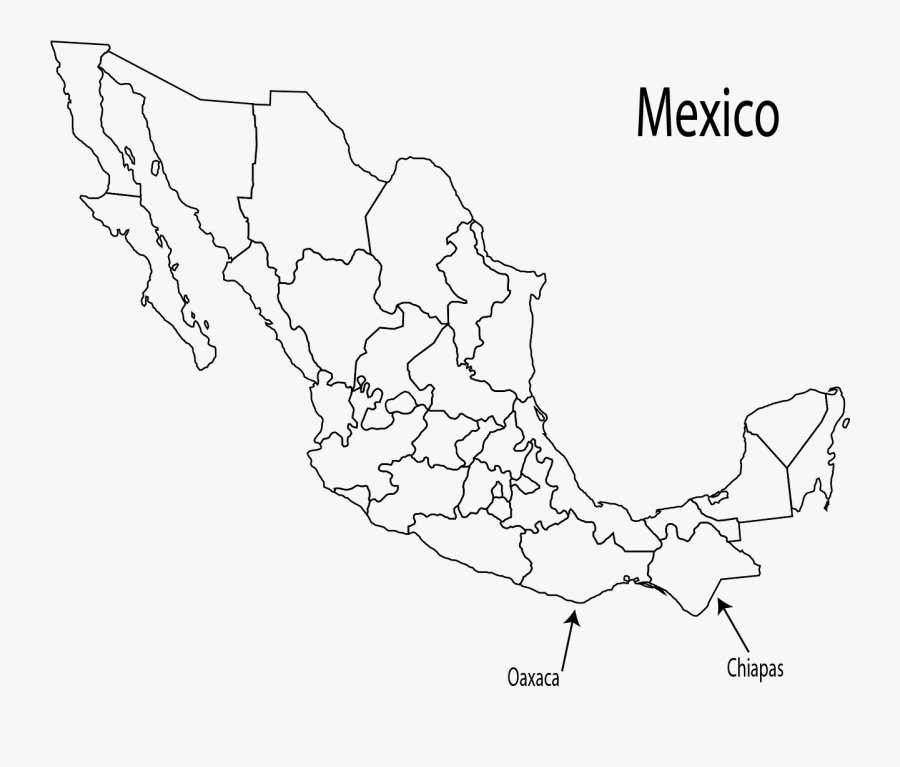 Drawing Guitar Mexican - Blank Mexico State Map, Transparent Clipart