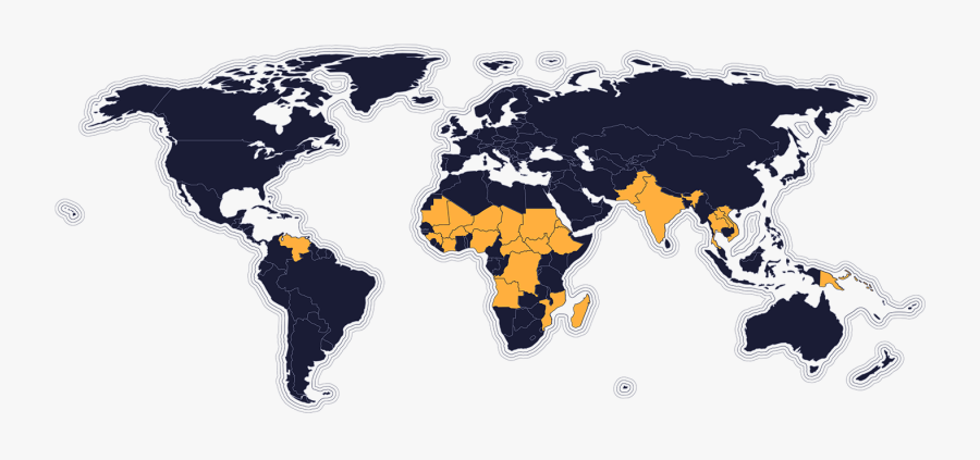 Map Showing Countries With Malaria - Norway To New Zealand, Transparent Clipart