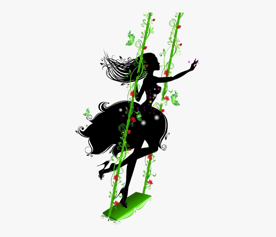 Swing Silhouette Photography - Девушка На Качеле Рисунок, Transparent Clipart