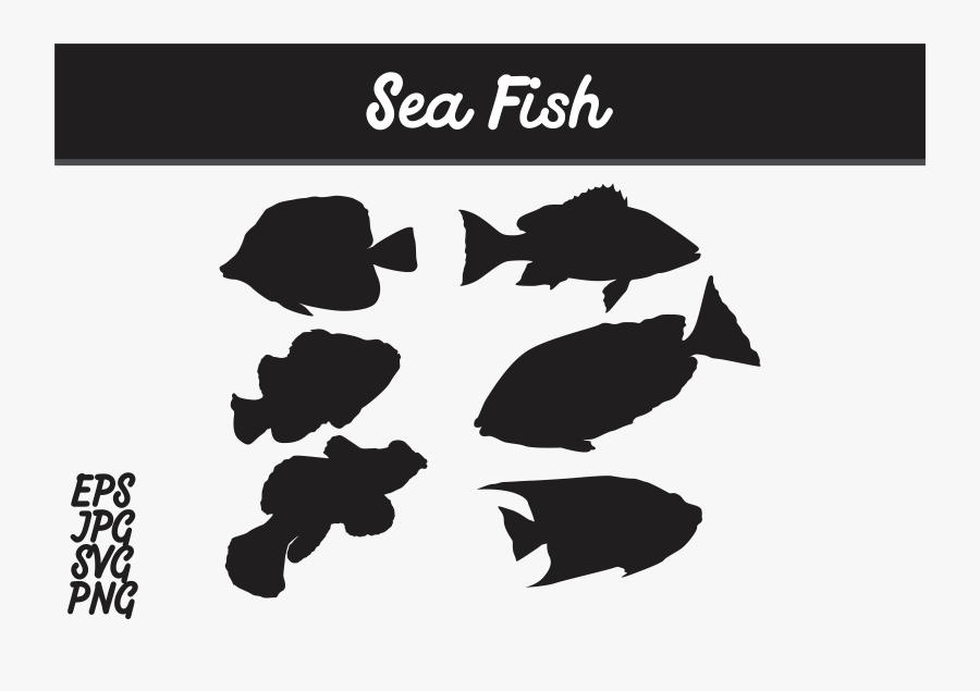 Sea Fish Silhouette Set Svg Vector Image Bundle - Vector Batik Mega Mendung, Transparent Clipart