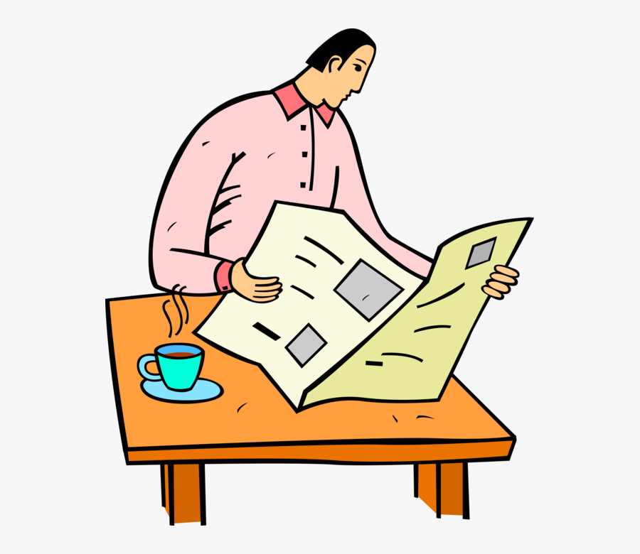 Vector Illustration Of Man Reads Newspaper Current - Читает Газету Png, Transparent Clipart