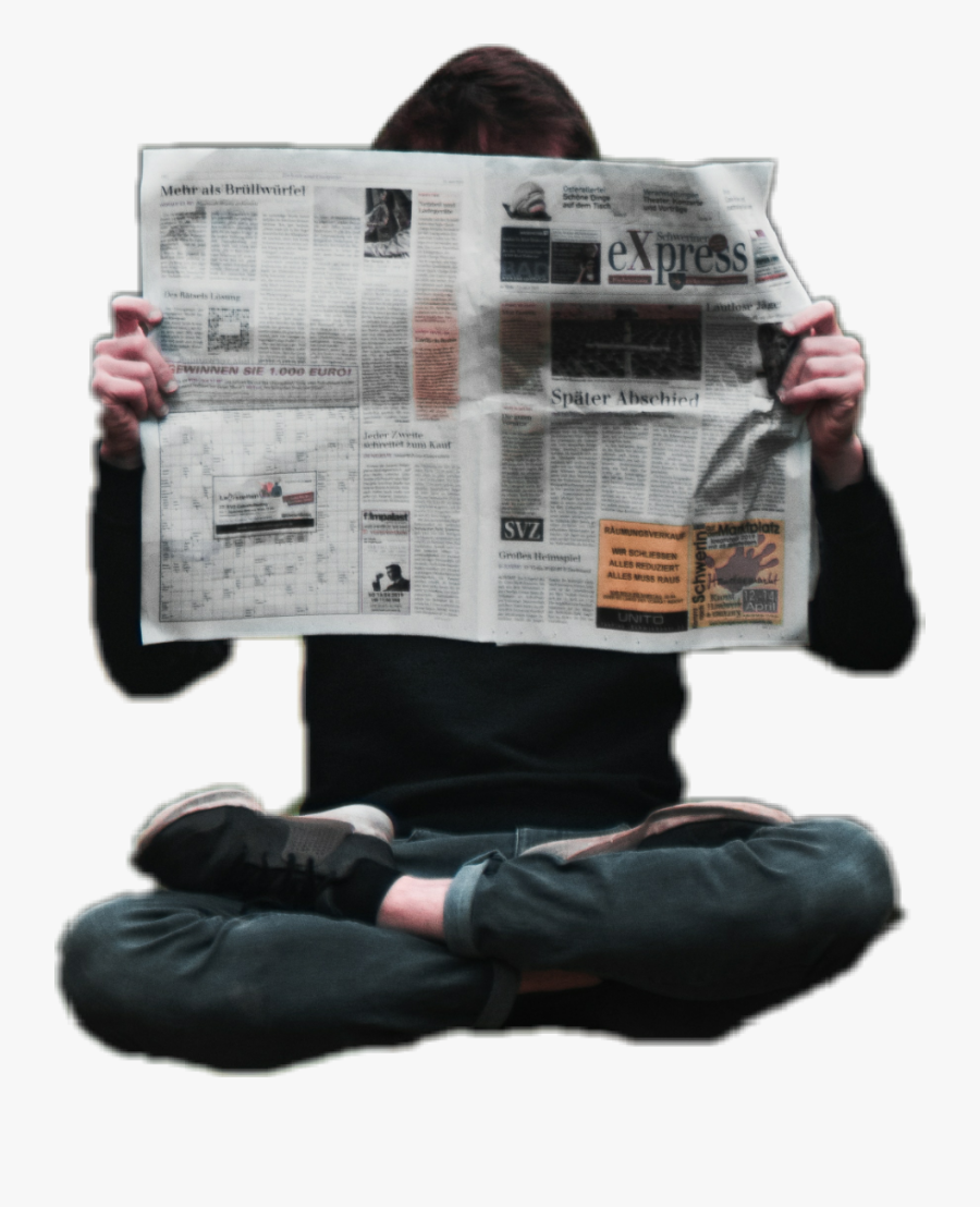 #reading #newspaper #floating #sitting - Reading Newspaper Sad, Transparent Clipart