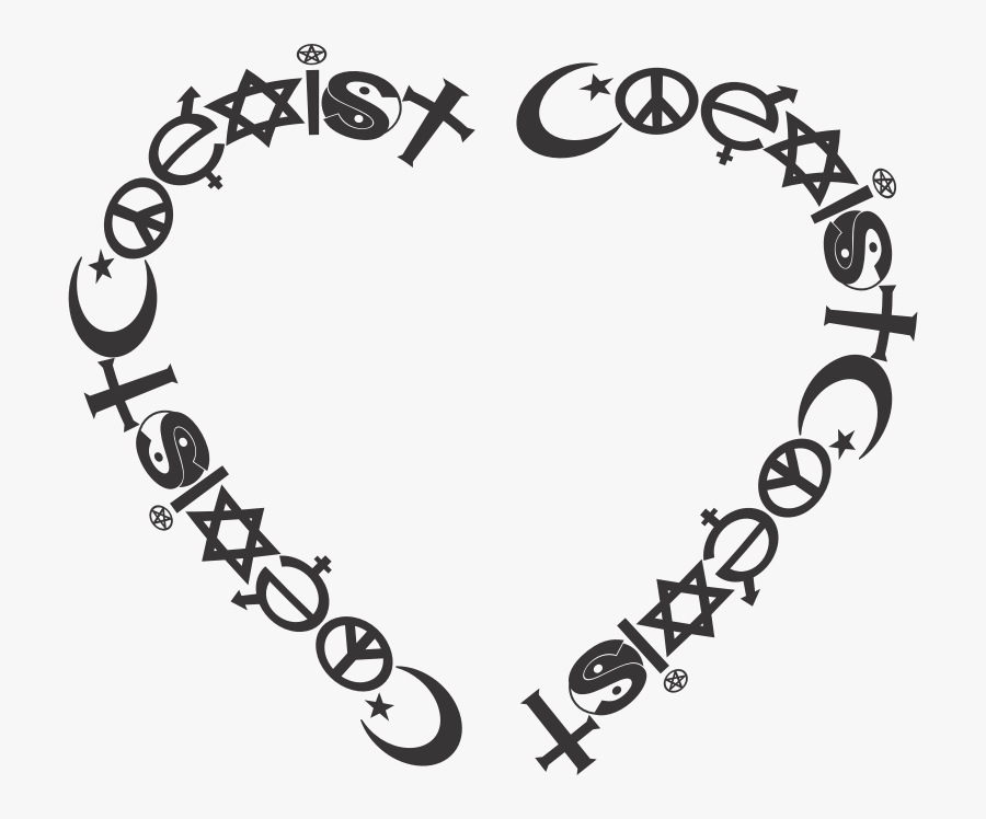 Coexist Heart - Wiccan Png Frame, Transparent Clipart