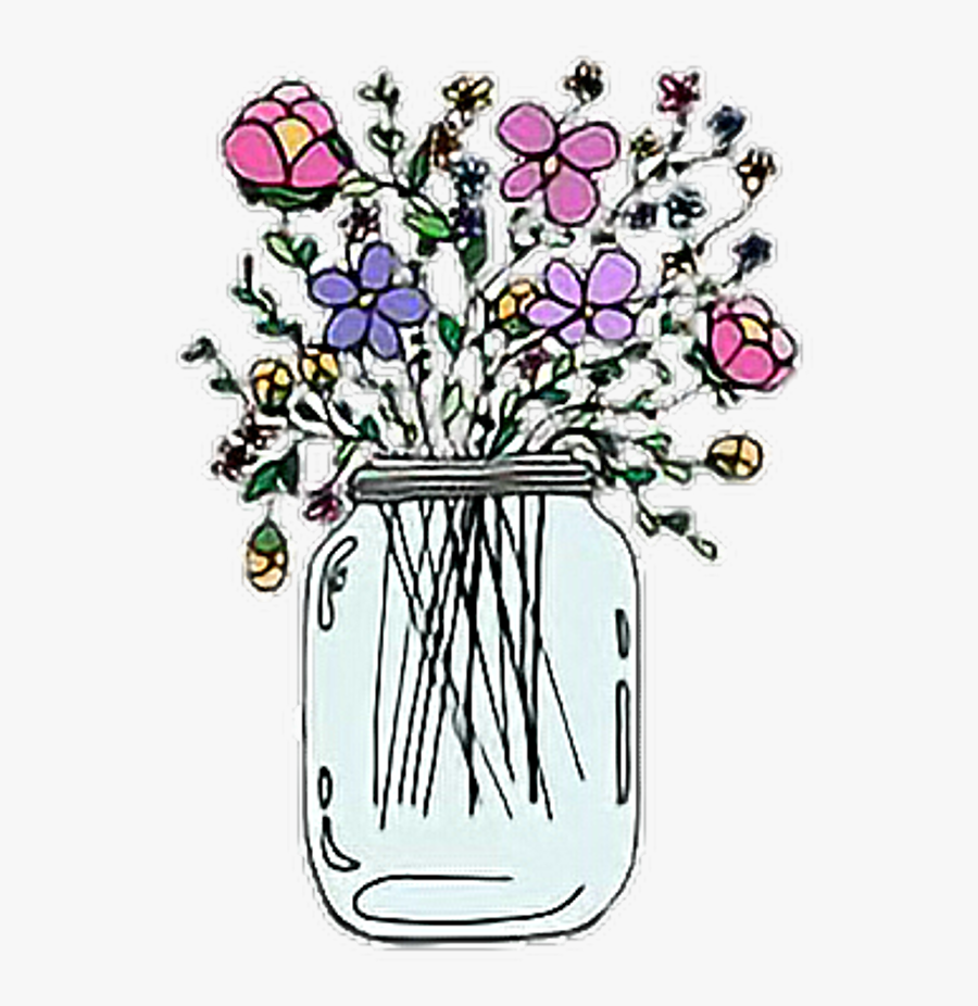 Flowers Tumblr Stickers Sticker - Mason Jar Flower Clip Art, Transparent Clipart