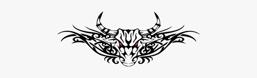 Vector Illustration Of Tribal Bull Tattoo - Tribal Bull, Transparent Clipart