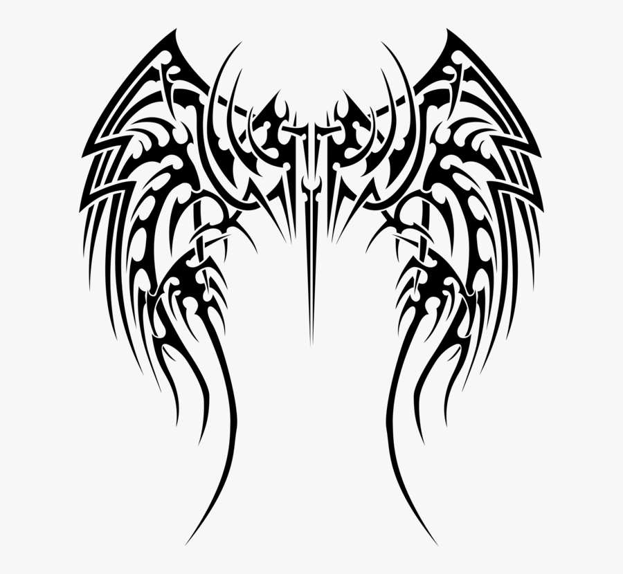 Art,symmetry,monochrome Photography - Tribal Wings Tattoo Designs, Transparent Clipart