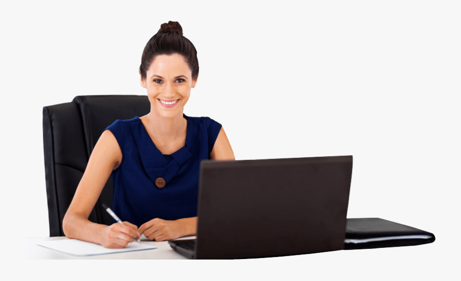 Person Writing Png - Smiling Woman At Work, Transparent Clipart