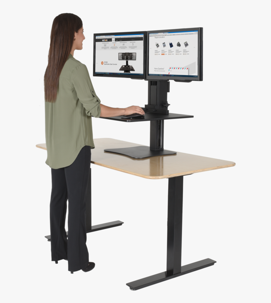 Sit At Desk Png Pluspng - Rising Stand Desk Converter, Transparent Clipart