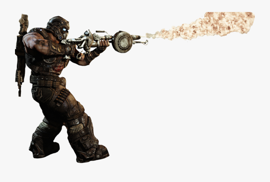 Gears Of War Png - Soldier With Flamethrower Png, Transparent Clipart