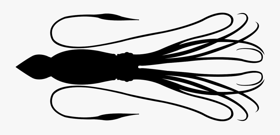 Giant Squid Silhouette, Transparent Clipart