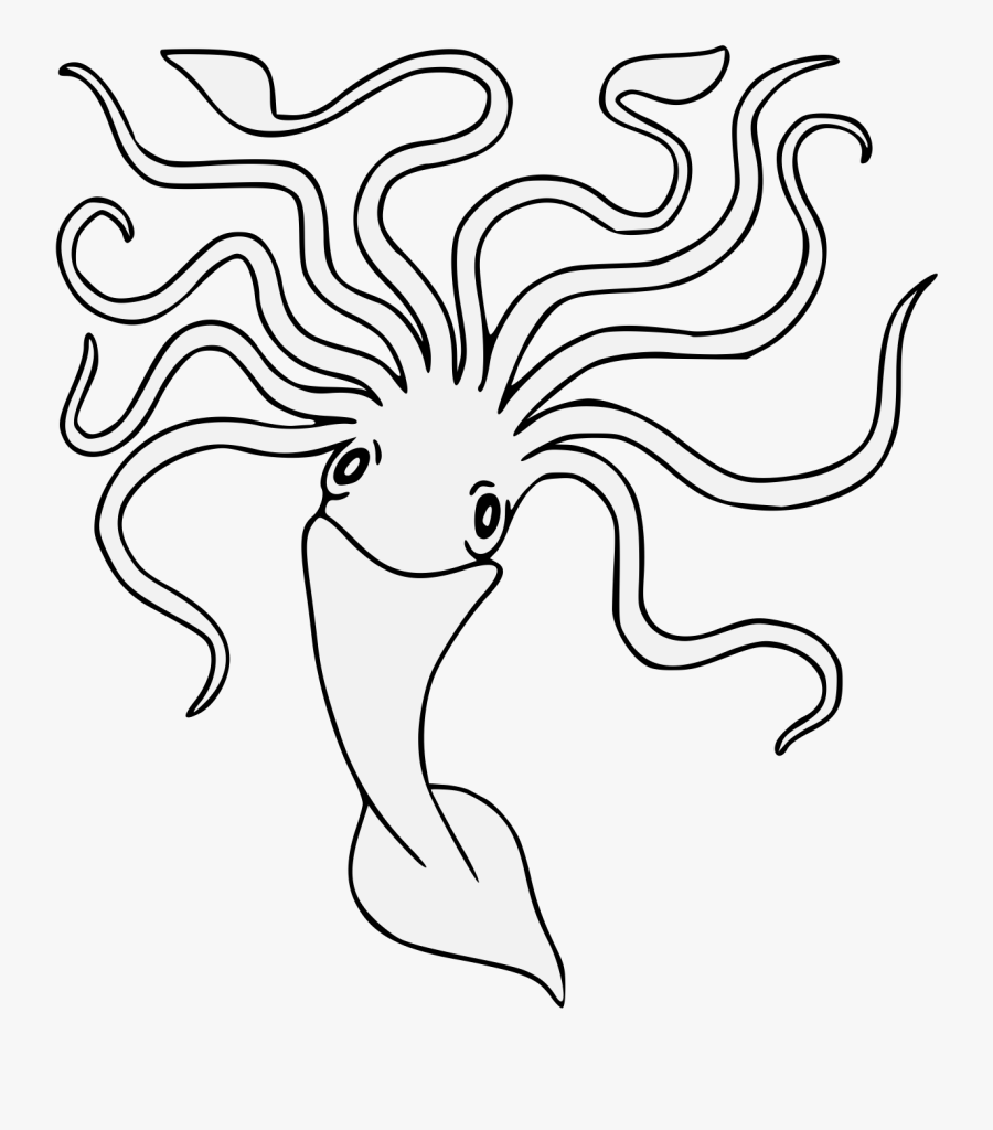 Kraken Squid Octopus Drawing Black And White - Kraken Drawing, Transparent Clipart