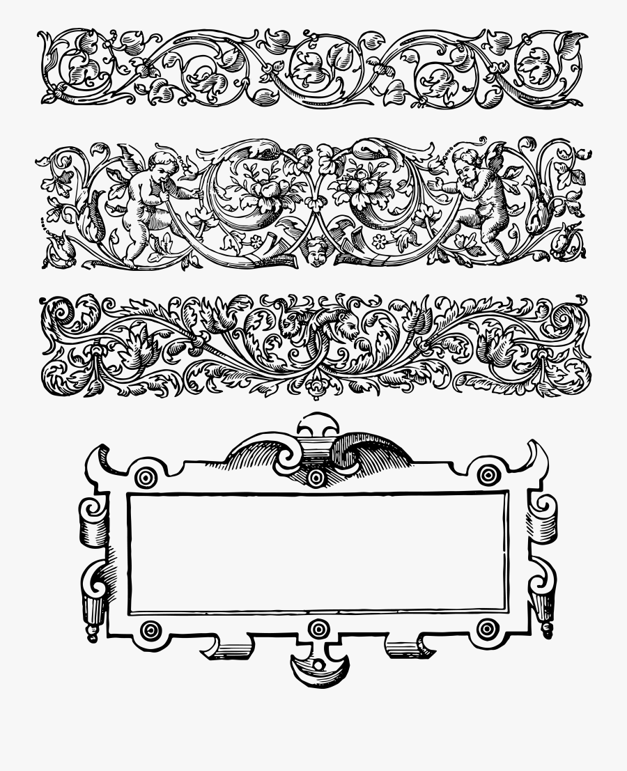 Vector Chalkboard Border - Vintage Floral Vector Border, Transparent Clipart