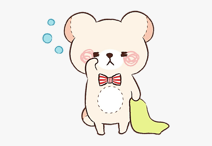 #bear #cute #kawaii #sleepy #bowtie #blanket #blush - Transparent Sleepy Bear Kawaii, Transparent Clipart