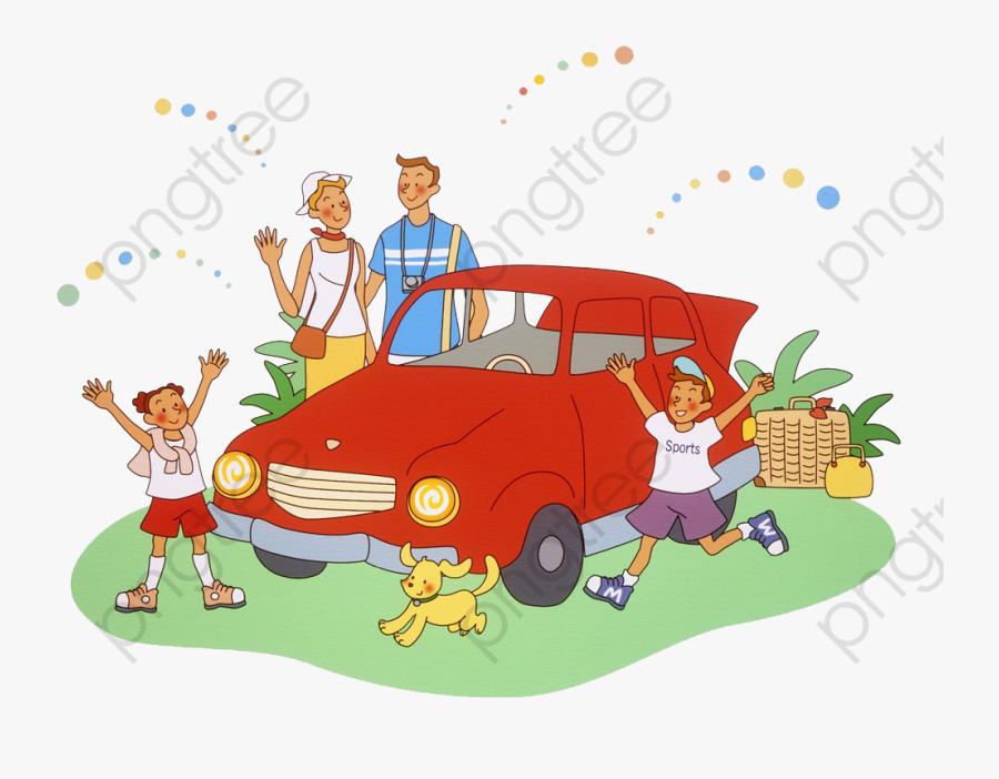 Transparent Family To Picnic - Cartoon Picnic By Car, Transparent Clipart