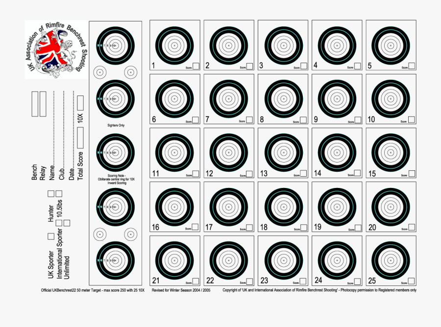 World Rimfire And Air Rifle Benchrest Target, Transparent Clipart