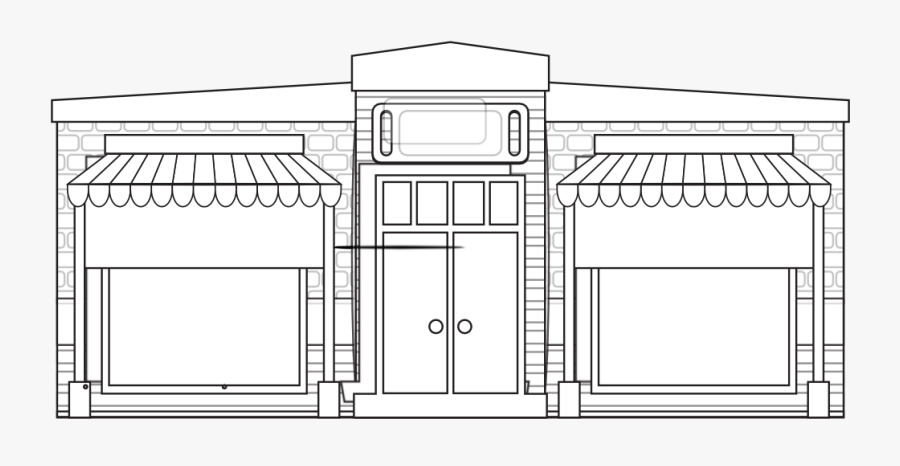 Store Fronts Shop 17 Black White Line Art 999px 80 - Big Store Clipart Black And White, Transparent Clipart