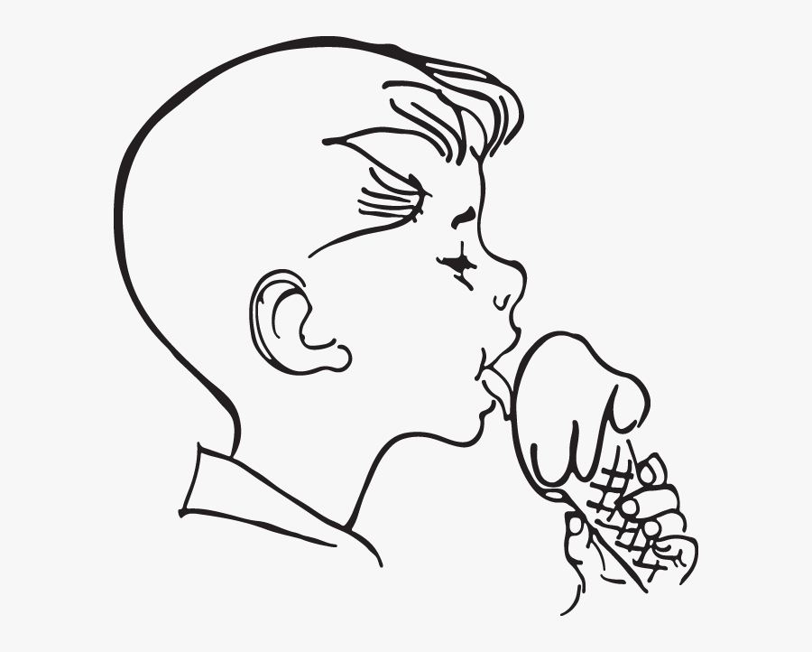 Licking Ice Cream Drawing, Transparent Clipart