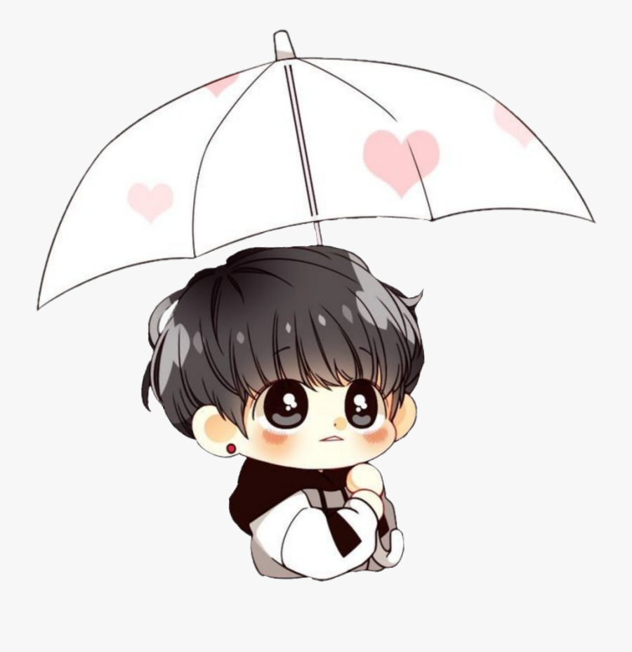 #bts #cute #chibi #rain #umbrella #jungkook - Bts Cute Chibi, Transparent Clipart