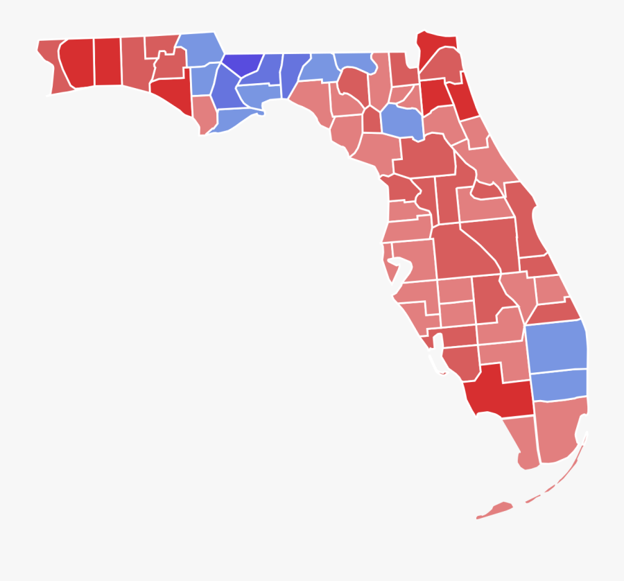 Florida Gubernatorial Election - Florida Governor Race By County, Transparent Clipart