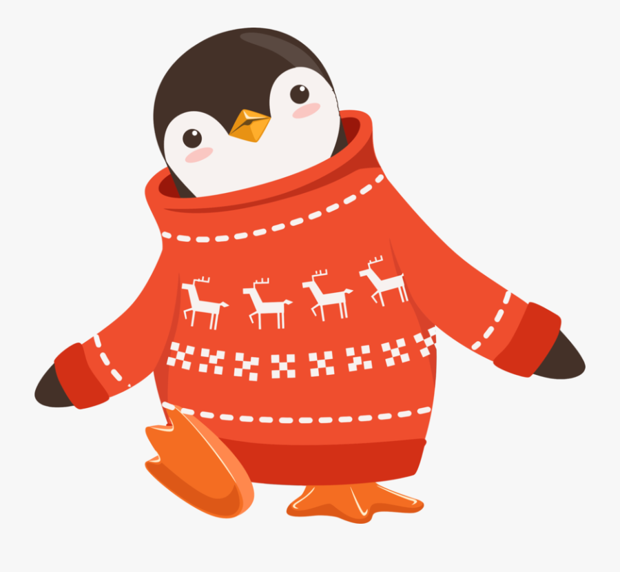 Flightless Bird,cartoon,bird - Penguin In Sweater Cartoon, Transparent Clipart