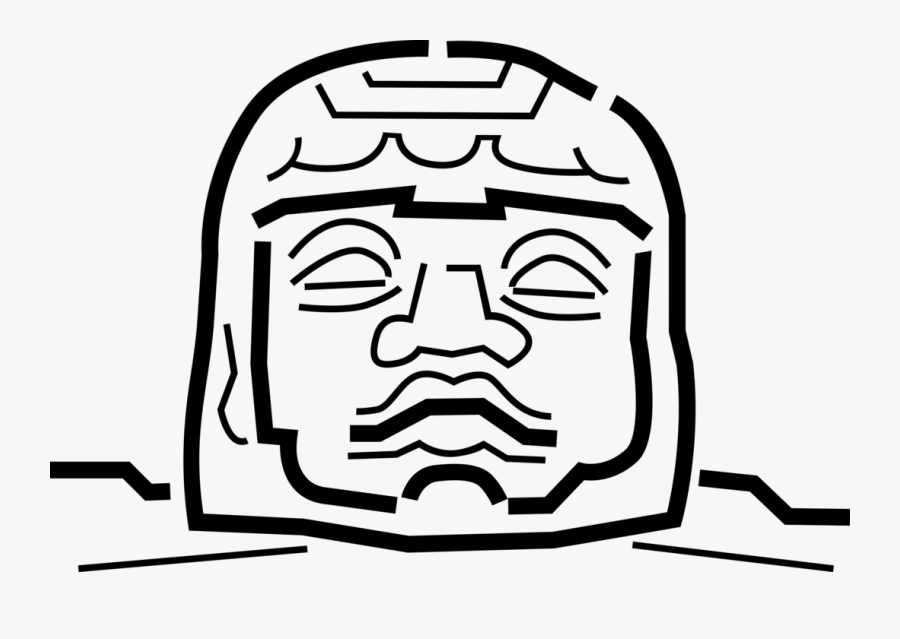 Vector Illustration Of Olmec Colossal Head Stone Sculpture - Olmecs Clipart, Transparent Clipart