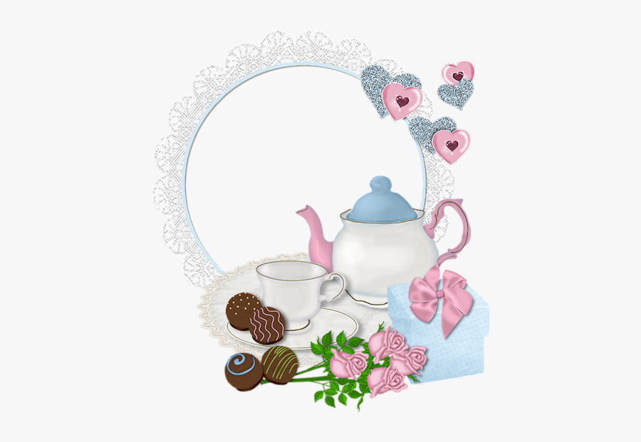 Floral Clipart Teacup - Moldura Chá Da Tarde, Transparent Clipart