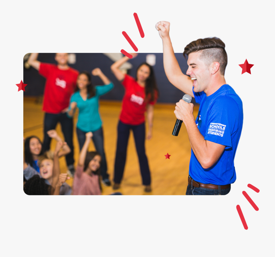 Guy Cheering At Kids - Fun, Transparent Clipart