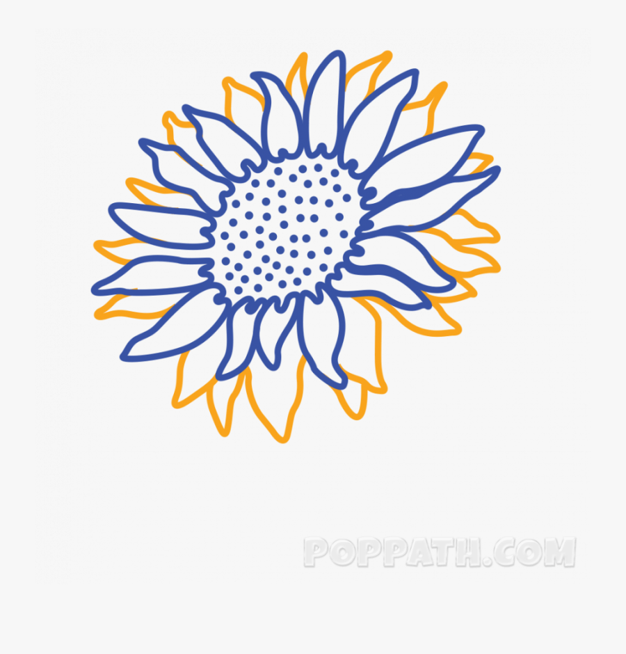 A Sunflower Easy Drawing Cartoon Online - Sunflowers Drawing Png Black And White, Transparent Clipart
