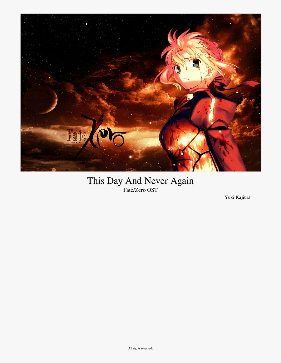 This Day And Never Again - Fate Zero Saber, Transparent Clipart