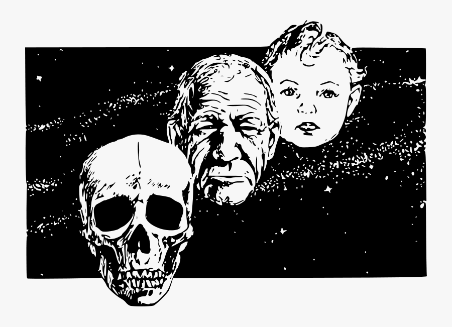 Free Skull Man Baby - Baby And Old Man Drawing, Transparent Clipart
