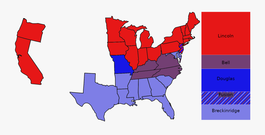 Transparent Three Fifths Compromise Clipart - North American Civil War Map, Transparent Clipart