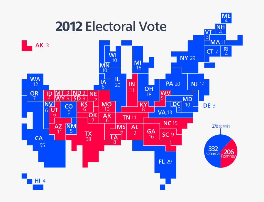 Electoral College Representation Map, Transparent Clipart
